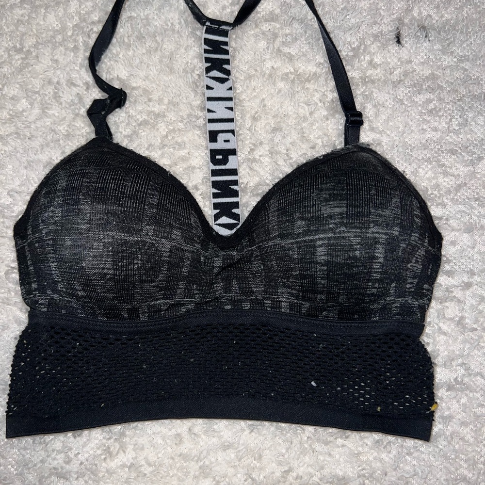 Black Bralette with Logo Strap